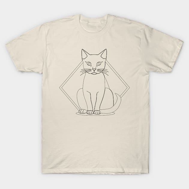 Minimal Geometric Cat black T-Shirt by theMstudio